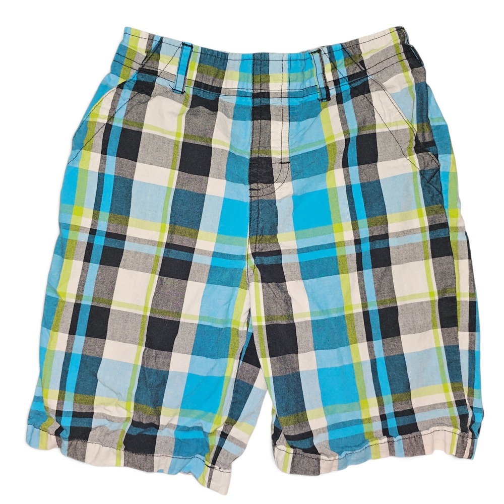 365 Kids Garanimals Plaid Shorts Boys‎ 4 Blue Green Good Elastic Waist Cotton